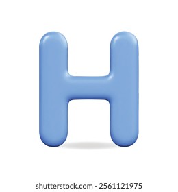 3D vector icon of a blue letter H, playful design with a smooth surface, ideal for creative branding