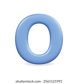 3D vector icon of a blue letter O, playful and modern design perfect for branding and educational themes