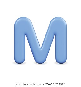 3D vector icon of a blue letter 'M', featuring a modern and playful design