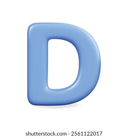 3D vector icon of a blue letter D, modern and playful design suitable for branding and digital use