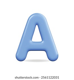 3d vector icon of a blue letter A, featuring a glossy finish in a modern design