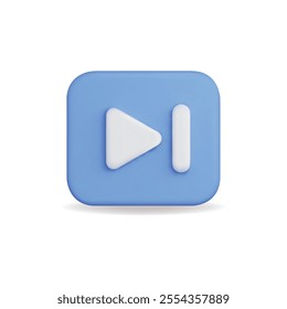 3d vector icon of a blue media control button with play and pause symbols