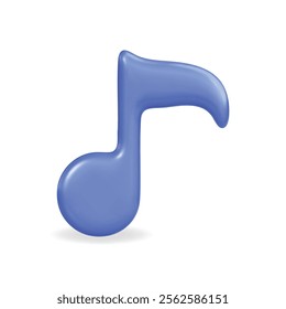 3d vector icon of a blue music note, highlighting creativity and sound in a playful design