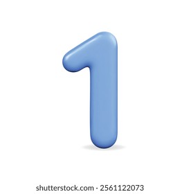 3d vector icon of a blue number one, modern design with a playful, minimalist theme