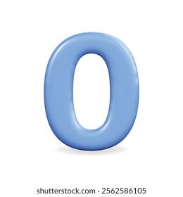 3d vector icon of a blue number zero, sleek and modern design, suitable for digital and educational themes