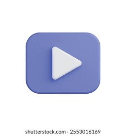 3d vector icon of a blue play button, symbolizing multimedia interaction