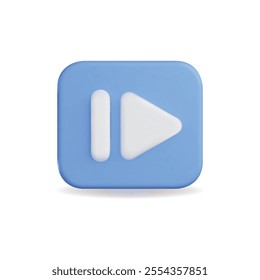 3d vector icon of a blue play button with modern design for media applications