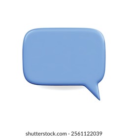 3d vector icon of a blue speech bubble, symbolizing communication and dialogue in digital platforms