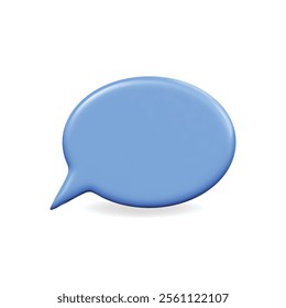 3d vector icon of a blue speech bubble, representing communication, dialogue, and interaction