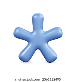 3d vector icon of a blue star shape, smooth and rounded, ideal for creative and playful designs