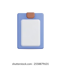 3d vector icon of a blue storage container with a white lid and brown accent