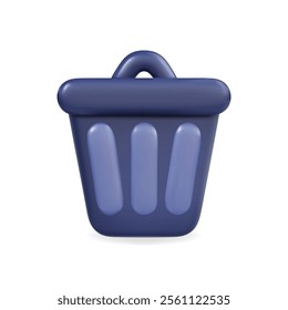 3d vector icon of a blue trash bin, a modern and minimal design for waste disposal and cleanliness