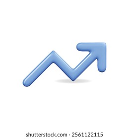 3d vector icon of a blue upward trend arrow, representing growth and success in various fields