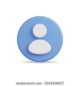 3d vector icon of a blue user profile silhouette, minimalist design