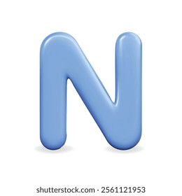 3d vector icon of a bold blue letter N, featuring a modern and soft design ideal for branding