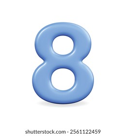 3d vector icon of a bold blue number eight, perfect for educational and graphic design themes