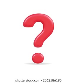 3d vector icon of a bold red question mark, symbolizing inquiry and curiosity with a modern design