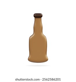 3d vector icon of a brown beverage bottle, smooth surface, minimalist design, perfect for drink related themes