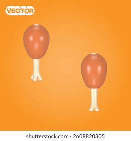 3D vector icon chicken on a orange background. realistic illustration
