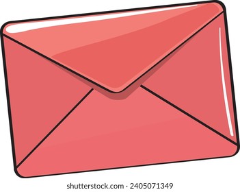 3d vector icon closed envelope letter, mail letter  red colors. Element for romantic design. Isolated object on white background