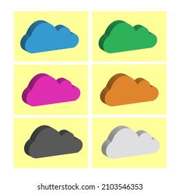 3D vector icon clouds with blue, green, orange, mauve, dark, and white. Cloud color according to weather conditions. Best for your decoration images.