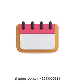 3d vector icon of a colorful calendar, emphasizing simplicity and utility