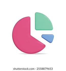 3d vector icon of a colorful pie chart representing data analytics