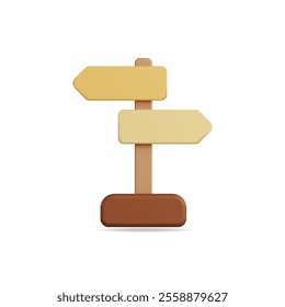 3d vector icon of a colorful signpost with directional arrows and a wooden base