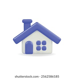 3d vector icon of a cozy house in blue and white, symbolizes comfort and modern living