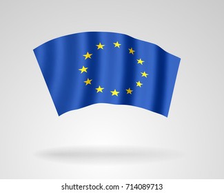 3d vector icon of the flag of the European Union waving in the wind with shadow
