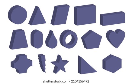 3D vector icon geometry Cube, circle, triangle, love, star and more. Best for your decoration property images.