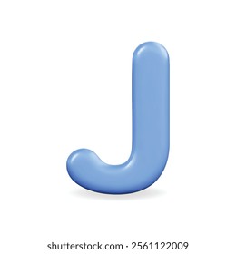 3d vector icon of a glossy blue letter J, showcasing a modern and playful design