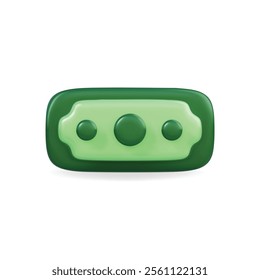 3d vector icon of a green money bill, showcasing a smooth and glossy texture