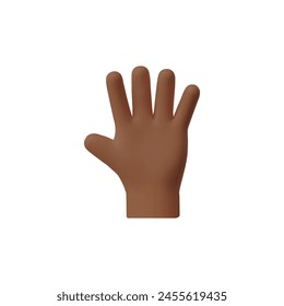 A 3D vector icon with a hand gesture showing a greeting sign is depicted in a cartoon style and isolated on a white background. Perfect for emojis in design