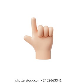 3D-Vektorgrafik-Symbol der Hand mit Zeigefinger nach oben. Emoji im Zeichentrickstil zur Auswahl von Zielen. Ideales Symbol, das als Zeigersymbol auf einem isolierten Hintergrund verwendet wird.