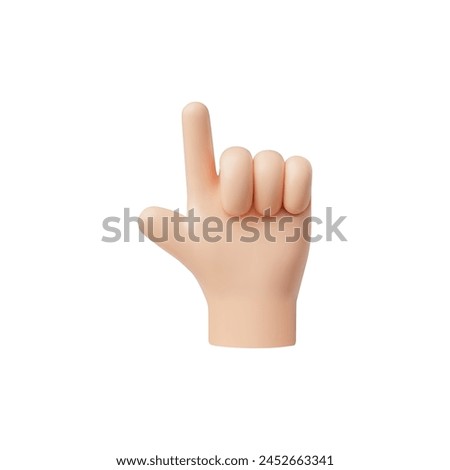 3d vector icon of hand with index finger up. Cartoon style emoji for selecting targets. Ideal icon to use as a pointer icon on an isolated background.