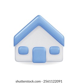 3d vector icon of a house, featuring blue and white colors, a simple and modern design