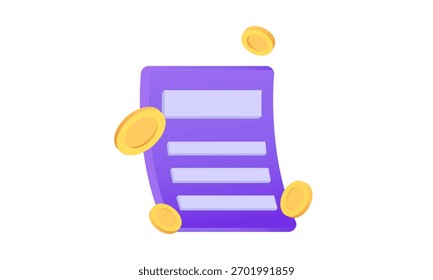 Ilustración de icono de Vector 3D de Factura de pago de negocios. Ilustración vectorial 