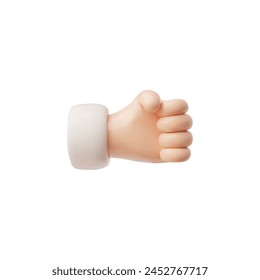 A 3D vector icon illustration of a clenched fist presented in a side view, expressing concepts of strength and resolve.