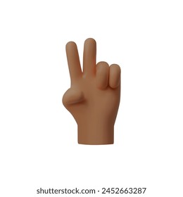 3D vector icon illustration of a hand showing the peace sign or V for victory, a symbol of peace, victory, and positivity.