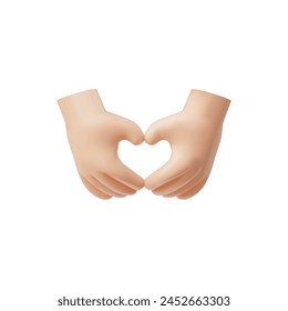 3D vector icon illustration of two hands forming a heart shape, symbolizing love, affection, and friendship.