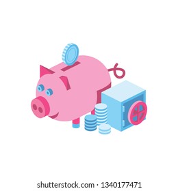 3d vector icon isometric pink and blue color minimalism illustrate