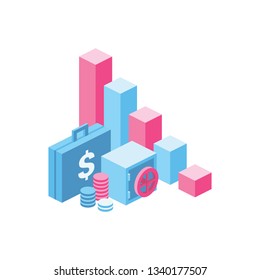 3d vector icon isometric pink and blue color minimalism illustrate