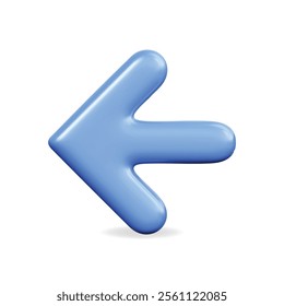 3d vector icon of a left blue arrow, symbolizing direction and navigation in digital design