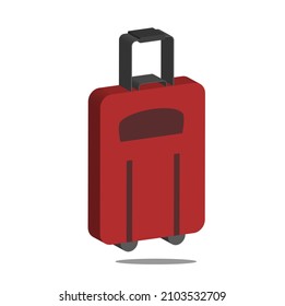 3d vector icon lugaage with red color, for travelling, holiday, business trip, and for your best destination place.