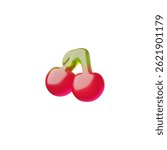 3D vector icon of marmalade jelly in the shape of red cherries. Sweet children