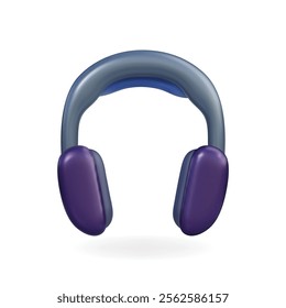 3d vector icon of modern headphones in vibrant blue and purple, emphasizing sleek design and audio quality