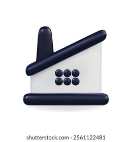 3d vector icon of a modern house in blue and white, showcasing a simple yet stylish architectural design