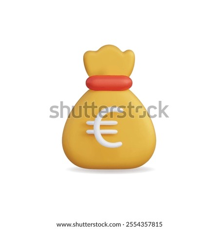 3d vector icon of a money bag in yellow with euro symbol, representing finance