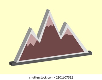 3D vector icon of mountain range with snow on summit. Nature theme, best for your property decoration images